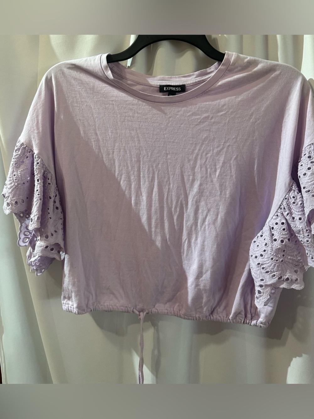 Express Lavender Eyelet-Sleeve Drawstring Tee